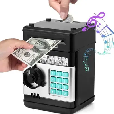Creative Piggy Bank Automatic Mini Safe Coins Cash Saving Money Box Password Counter Code Key Lock