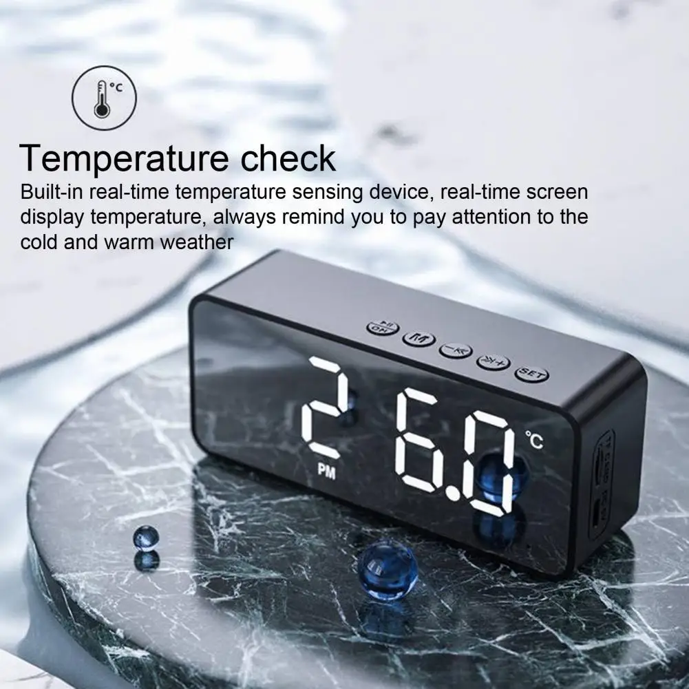 G50 Wireless Bluetooth Speaker with FM Mini Card Mirror Alarm Clock Audio Stall Receiving K Voice Prompt