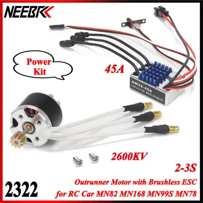 NEEBRC 2322 2600KV Outrunner Motor AM32 45A Brushless ESC for 1/12 RC Car Crawler Monster MN99S