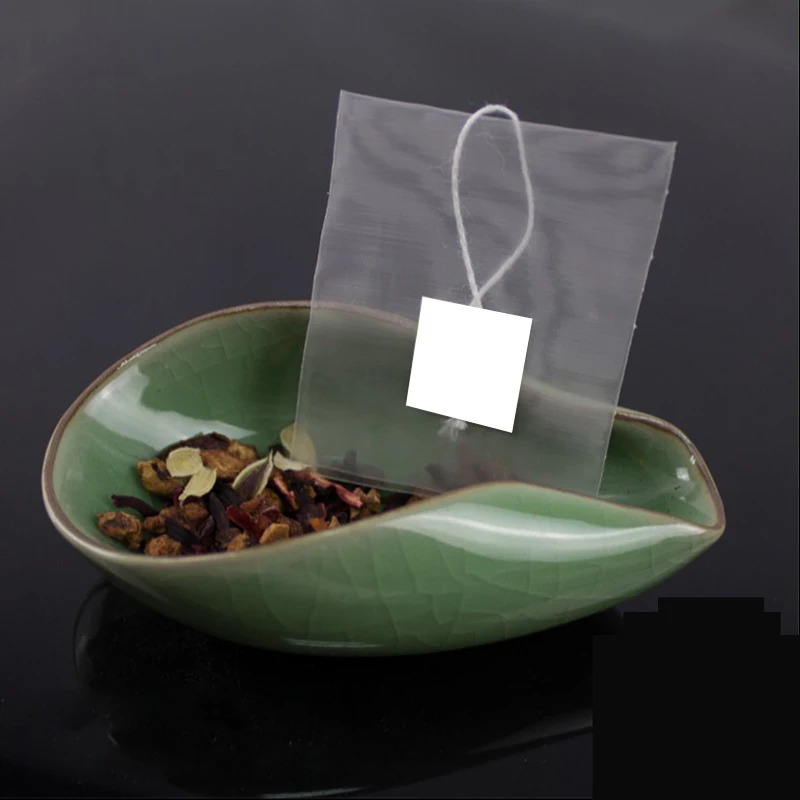 1000pcs/Lot Nylon Pyramid Tea Bags Filters Transparent Empty With White Tag Customized Logo