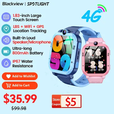 Blackview Z20 Kids Smartwatch IP67 Waterproof, 4G SOS Emergency Calling , Monitor, GPS +LBS+WIFI