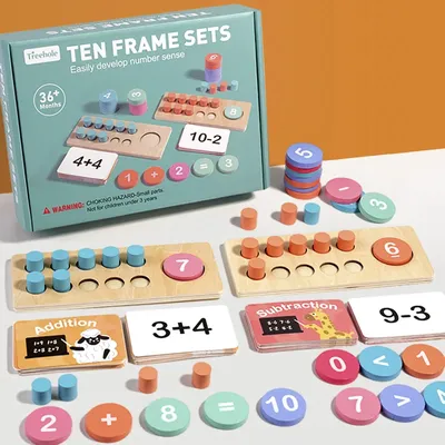 Children's Wooden Number Board Cognitive Matching Addition Subtraction Operation Montessori Logical