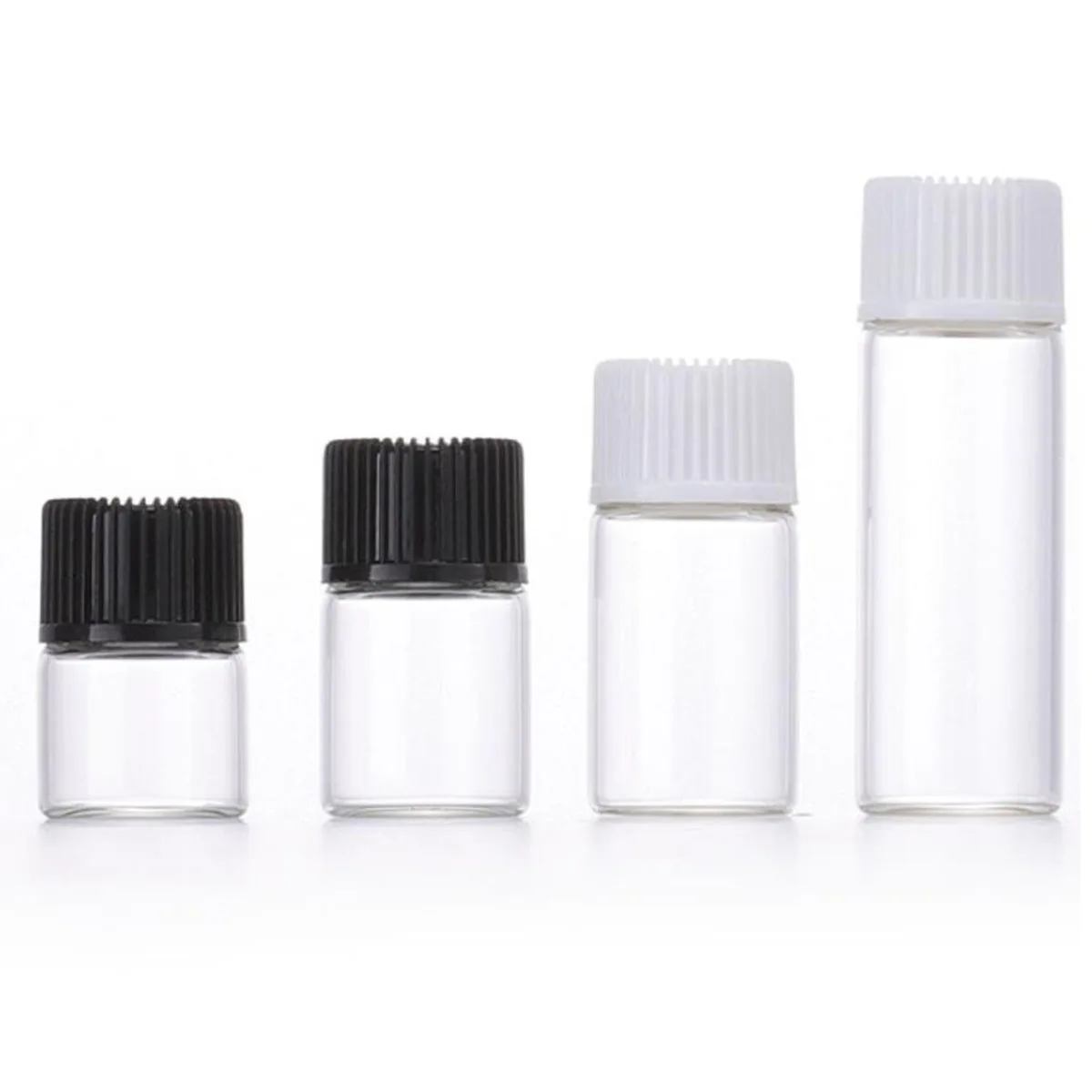 100X 1ml - 10ml Drams Transparent Clear Glass Bottle Orifice reducer Insert Essential Oil Glass Vial Perfume Sample Test Bottle