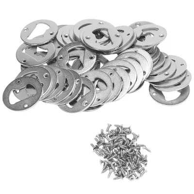 50 Set Bottle Opener Insert,Stainless Steel Round DIY Bottle Opener Hardware Kit Hardware Parts