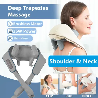 Foreverlily 26W Brushless Motor Neck And Shoulder Massager Wireless Shoulder And Back Kneading