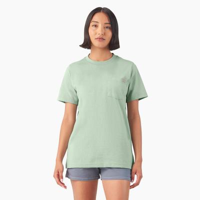 Dickies Women's Heavyweight Short Sleeve Pocket T-Shirt - Iceberg Green Size S (FS450)