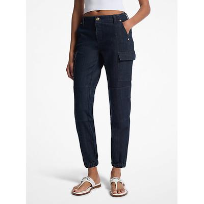 Michael Kors Washed Stretch Denim Cargo Jeans Blue 4