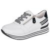 Plateausneaker REMONTE, Damen, Gr. 37, schwarz-weiß (weiß, schwarz), Leder, sportlich, Schuhe, mit Wechselfußbett, Freizeitschuh, Halbschuh, Schnürschuh