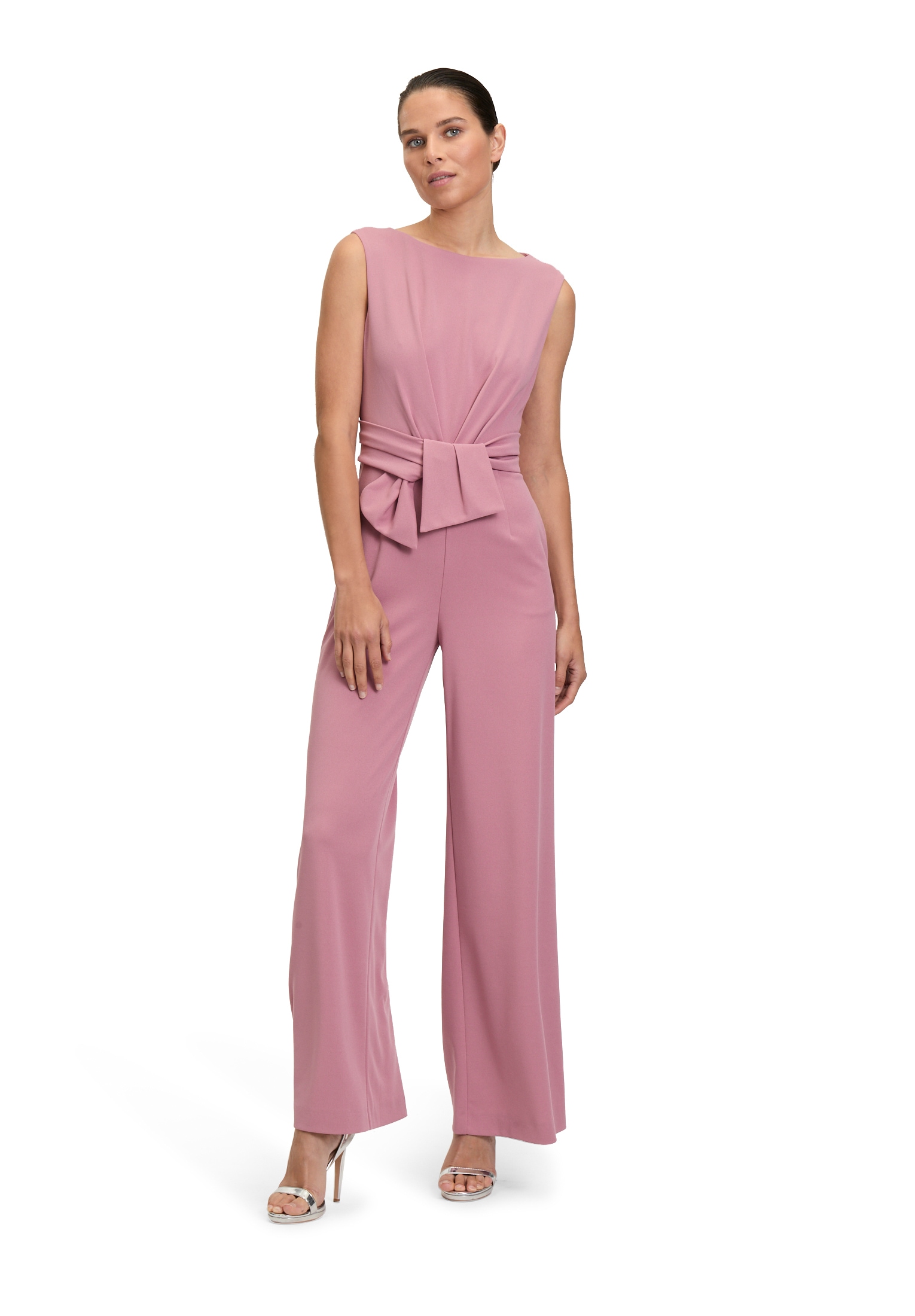 Overall VERA MONT "Damen Jumpsuit mit weitem Bein", Damen, Gr. 34, rosa (desert rose), Crêpe, Obermaterial: 95% Polyester, 5% Elasthan. Futter: 100% Polyester., ausgestellt, U-Boot-Ausschnitt, Overalls, Bunddetail Image