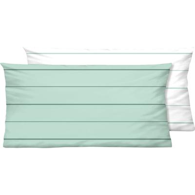 Kissenbezug BIBERNA "Mix & Match", grün (mint, streifen), B:80cm L:40cm, Mako-Satin, Obermaterial: 100% Baumwolle, Kissenbezüge, individuell kombinierbar Image