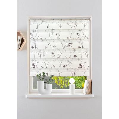 Doppelrollo MY HOME "MINNA" Gr. 5, grau, B:70cm H:150cm, Polyester, Rollos, mit Floralem Design NEUHEIT, Topseller Image