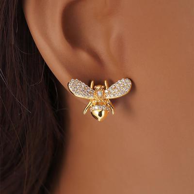 TEMU Adorable Bee Synthetic Zirconia Earrings Image