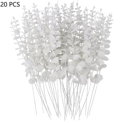 TEMU 20pcs Classic Artificial Eucalyptus Stems - Plastic Ivy For Vase, Wedding Bouquet, Home Office Decor - Universal Holiday, No Electricity, Featherless Image