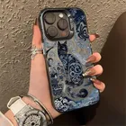 Custodia per telefono simpatico gatto blu e bianco per Xiaomi Poco M6 X6 F6 F5 X5 Mi 11 Lite 5G 14T 14 13T 13 12T 12 12X Cover IMD argento duro