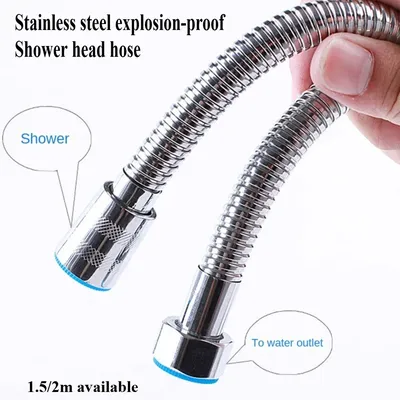 Shower Hose 1.5/2m Extendable Garden Hose Faucet Replacement Parts. Bathroom Supplies Stainless Steel Bath Hot Water 1PCS Hoses