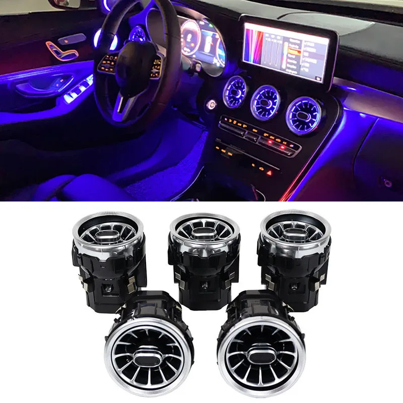 LED Front Dashboard AC Klimaanlage Vent Outlet Turbo Für Mercedes Benz C Klasse W205 GLC Klasse X253 2019-2021 APP 64 Farbe Image