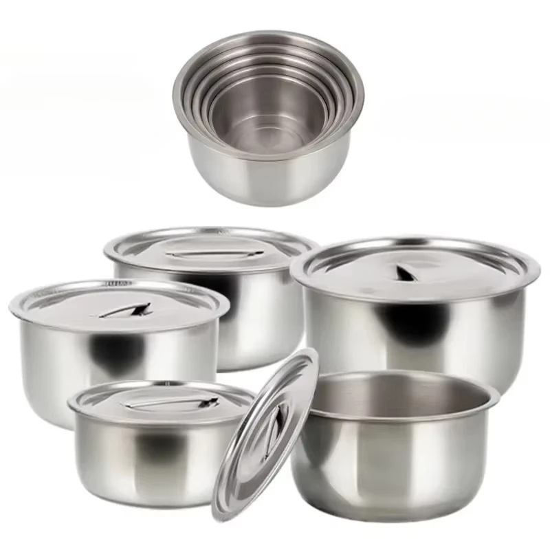 1 Set Becken Ölbecken mit Abdeckung Küche Kommerzielles Ölbecken Trompete Geschmack Tasse Schneebesen Salatschüsseln Set Image