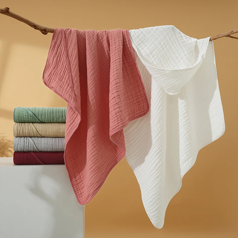 Babyhandtücher mit Kapuze für Neugeborene, 1 Packung, Baby-Badetuch aus 100 % Musselin-Baumwolle mit Kapuze für Babys, Säuglinge, Kleinkinder und Kinder, Größe 8 Image