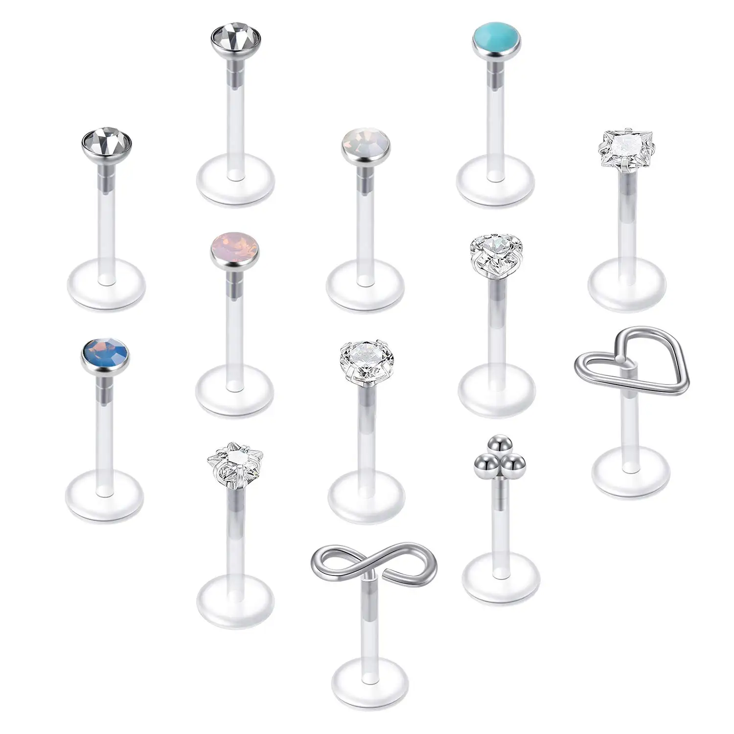 1 Stück 16G Lippenringe Ohrstecker Kunststoff Piercing Schmuck Push-in Knorpelohrring Klare Stange Tragus Ohrringe 6mm 8mm 10mm Image