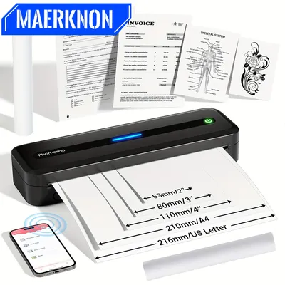 Tragbare Drucker, kabellos, für Thermodrucker, tintenloser Bluetooth-Drucker, kompatibel mit Telefon und Laptop für Zuhause, Büro, Schule