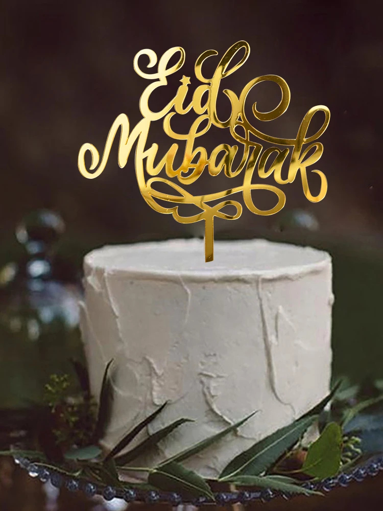 Eid Mubarak Cake Topper Set glänzende Acryl Ramadan Kareem Geburtstags zeichen Cupcake Topper Geburtstags feier Kuchen Dekorationen Lieferungen Image