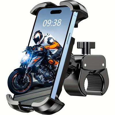 "TEMU Motorcycle Phone Mount, Bike Phone Mount With [heavy-duty Clamp], Bicycle Phone Holder For Scooter Motorcycle Bicycle Handlebar, [1s Put & Take] Cell Phone Clip Compatible With 4.7""-6.7"" Phone"