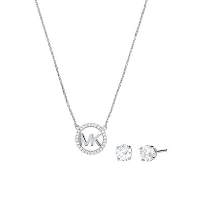 Ohrring und Ketten Set MICHAEL KORS "PREMIUM, MKC1260AN040, MKC1260AN791, MKC1260AN710", silber (silberfarben, kristallw