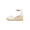 Keilsandalette TOMMY HILFIGER "FLAG CLOSED TOE MID WEDGE ESPAD", Damen, Gr. 40, braun (ecru, braun), Baumwolle, Leder, modisch, Schuhe, Riemchensandale, Sommerschuh mit verstellbarer Schnalle