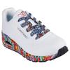 Sneaker SKECHERS "UNO", Damen, Gr. 39, bunt (weiß, bunt), Lederimitat, kontrastfarbene Details, modisch, Schuhe Sneaker, Plateausneaker, Schnürschuh mit Keilabsatz