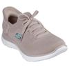 Slip-On Sneaker SKECHERS "SUMMITS-NEW DAILY", Damen, Gr. 42, grau (taupe), Textil, casual, Schuhe, Slipper, Freizeitschuh in veganer Verarbeitung