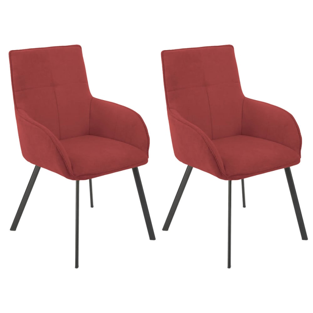 Lot de 2 fauteuils rouges piètement gris mat