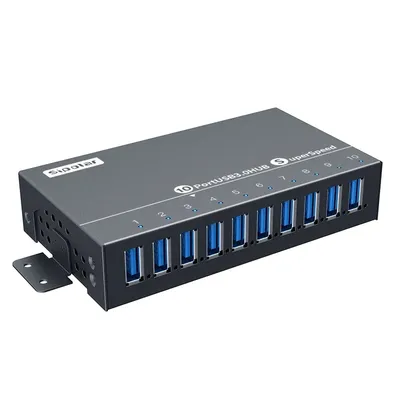 Sipolar A-103 Metal 10 Port USB3.0 High Speed Data Sync Hub Fast Charger Splitter with 12V5A Power