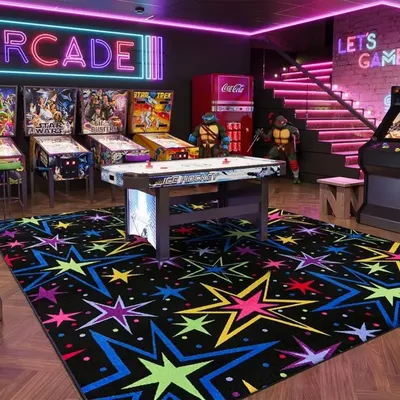 VIKAMA American 3D neon vision crystal velvet carpet e-sports game room full floor mat bar lounge