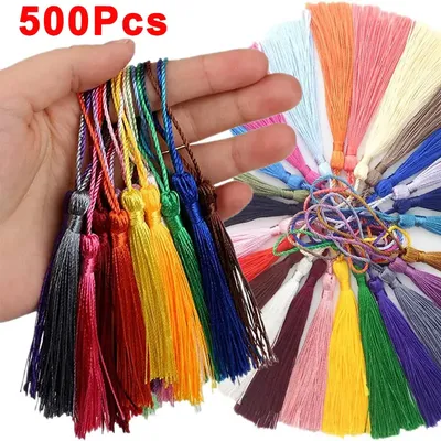 100-500Pcs 13cm Silky Tassels with Cord Loop Handmade Soft Flossy Bookmark Tassel for Jewelry Making