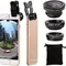 3in1 Universal Fisheye Camera Lens Kit Smartphone Wide Angle Macro Lenses Magnifying Glass Clip-On