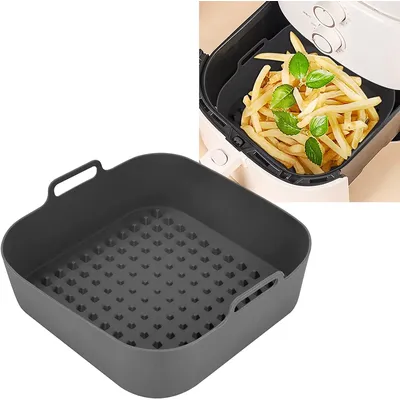 Air Fryer Silicone Pot Thick Reusable Silicone Square Air Fryer Liners Replacement of Parchment