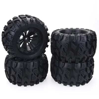 4PCS 125mm 1/10 Monster Truck Tire & Wheel Hex 12mm For Traxxas Tamiya Kyosho HPI HSP Savage XS TM