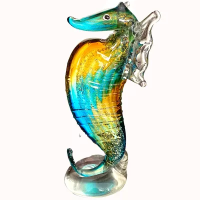 Glass Blown Seahorse Life Animal Figurine Miniature Handmade Glass Seahorse Paperweight Collectible