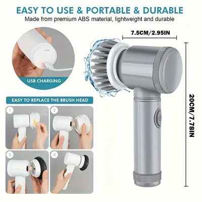 Electric Spin Scrubber Cordless Spin Scrubber with 6 Replaceable Brush Heads Electric Cleaning
