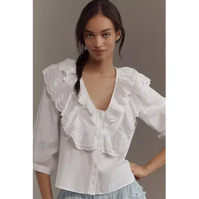 Maeve Long-Sleeve Double-Collar Blouse