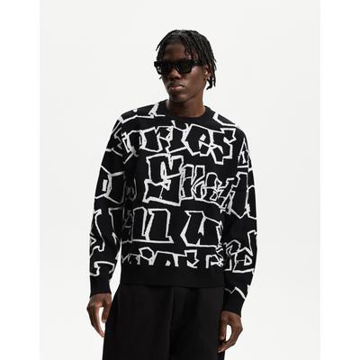 Bershka Printed Sweater Men Xl White / Black