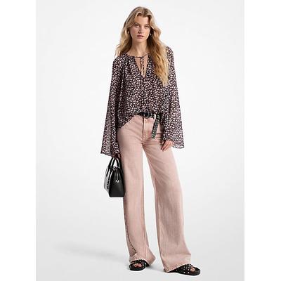 Michael Kors Garment-Dyed Wide Leg Jean Pink 6