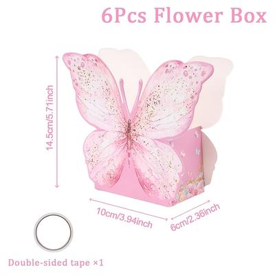 TEMU 6-pack Flower Boxes, Multi-occasion Paper Gift Boxes For Wedding, Baby Shower, Bridal Shower, Birthday - Decorative Cardboard Floral Containers, No Electricity Needed Image