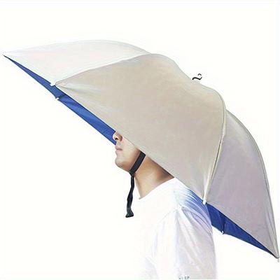 TEMU Versatile Umbrella Hat For Outdoor Activities - Uv Protection, , Durable 210t Fabric, Windproof With Reinforced Image