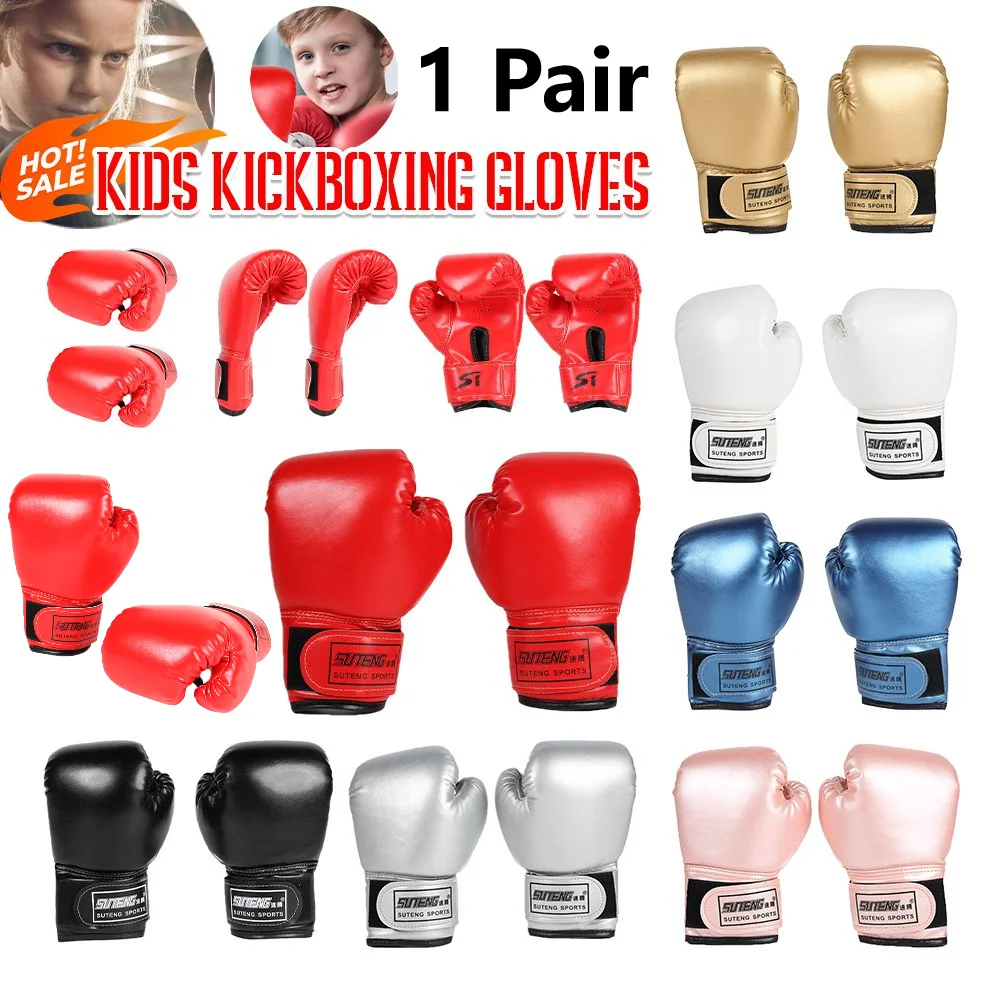 Kinder Boxhandschuhe Muay Thai Handschuh PU Leder Fitness Boxen Fäustlinge Kinder Kickboxen Stanzen Training Handschutz Handschuhe Image