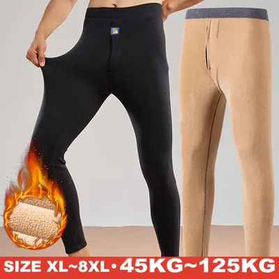 Men's Autumn And Winter Fleece Keep Warm Pants Slim Thermal Underwear Pants Soft Comfortable Men's Plus Size 8XL 7XL 6XL Legging