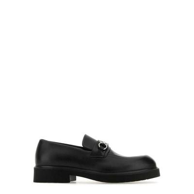 Gancini Plaque Loafers - Black - Ferragamo Slip-Ons