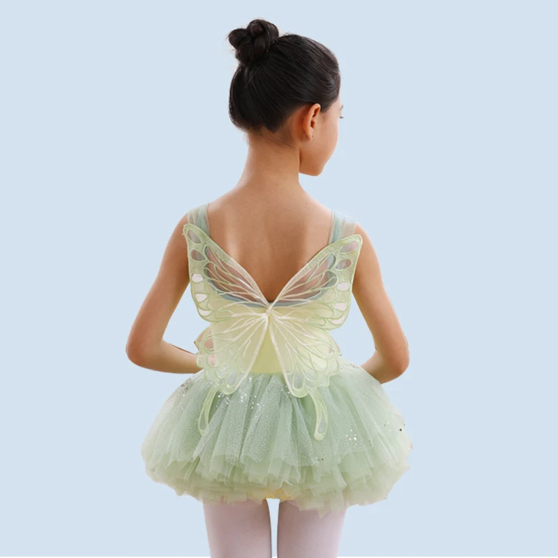Kinder tanzen Kleidung Leibchen üben Ballett Körper Tanz kleidung Schmetterling Bühne Leistung Rock Gymnastik Trikot Kostüme Image