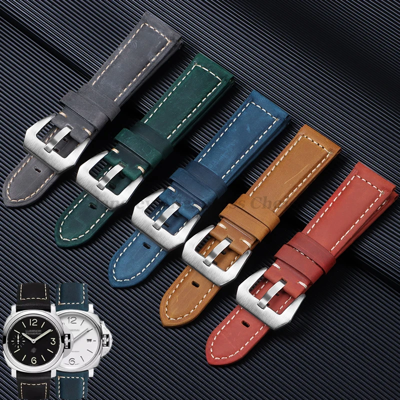 Echtes Lederarmband für Panerai PAM111/441/312 Armband für Männer Frauen Dunkelbraun Crazy Horse Ledergürtel 20mm 22mm 24mm 26mm Image