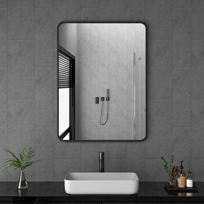Badspiegel 80x60cm Wandspiegel Schwarz Metall Badezimmerspiegel Badzimmer Spiegel bad schwarzer Image
